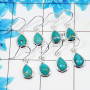 4 Pair Superb Blue Turquoise Cab Earring J - BVE996 Pan Blue Turquoise Solid 925 Sterling Silver Plain Earring Lot