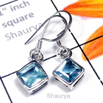 Blue Topaz A - CES996-Small Size Casting Pretty Earring