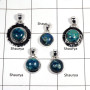 5 pcs Shattuckite Pendant - A CPJ992 - Natural Blue Shattuckite Round Shape Gemstone 925 Sterling Silver Pendant