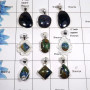 9 pcs Azurite Stone Pendant - B CPJ996 - Solid 925 Sterling Silver Natural Blue Azurite Stone Gemstone Handmade Pendant