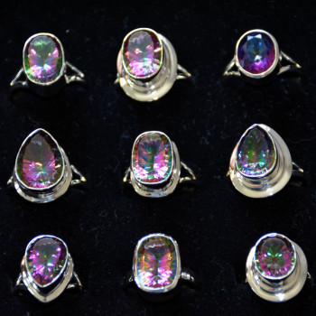 9 pcs Mystic Quartz Rings - CRJ003- Big Rings Sterling Silver 925 handmade Rings from Jaipur India