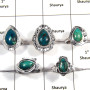 5 pcs Crysocolla Rings - D CRJ005 - Natural Blue Crysocolla Cabochon Gemstone 925 Sterling Silver Designer Ring