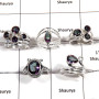5 pcs Mystic Rings - F CRJ006 - Solid 92.5% Sterling Silver Natural Multi Color Mystic Cut Gemstone Designer Ring