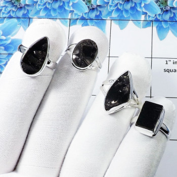 100 gram (18 to20 pcs) Shungite Gemstone Ring- WSHRL997- Shungite Gemstone Wholesale Ring Lot Sterling Silver