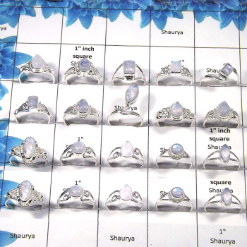 Rainbow Moonstone Cab Gemstone - F - 100 Gms 4 to 9 Natural Blue Fire Rainbow Moonstone Gemstone 925 Silver Ring Approx. 30 To 3