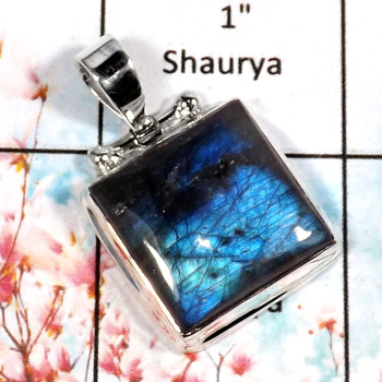 Labradorite Cab-N FSP943-Exclusive Blue Fire Labradorite Gemstone Pendant 925 Sterling Silver