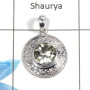 Green Amethyst Cut E - NSP949 - Indian Company Made Solid 92.5% Sterling Silver Designer Pendant