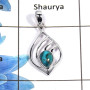 Blue Copper Turquoise Cab L - NSP954 - Awesome Blue Copper Turquoise Gemstone 925 Sterling Silver Designer Pendant