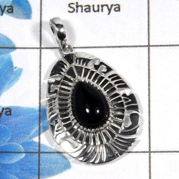 Black Onyx K - NSP966 - Newly Arrival Natural Black Onyx Cab Gemstone 925 Sterling Silver