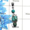 Tibet Turquoise Cab K - NSP967 - Latest Collection Blue Tibet Turquoise Gemstone 925 Sterling Silver Plain Setting Pendant