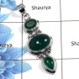 Green Onyx Cab & Cut J - NSP984 - Party Look Natural Green Onyx Cab & Cut Gemstone 925 Sterling Silver Pendant