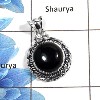 Black Onyx Cab - Q NSP988 - Awesome Natural Black Onyx Cab Gemstone Solid 92.5% Sterling Silver Designer Pendant