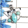 Larimar Cab M - NSP993 - Party Look Natural Blue Larimar Gemstone 925 Sterling Silver Plain Setting Pendant