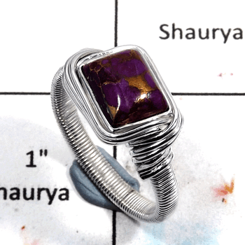 Purple Copper Turquoise O - RSS788 - Newly Arrival Copper Turquoise Gemstone 925 Silver Designer Ring