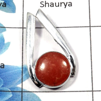 Rhodochrosite SALE790 - Solid 92.5% Sterling Silver Natural Rhodochrosite Gemstone Plain Setting Pendant