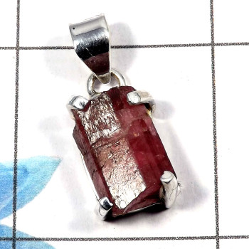 Tourmaline SALE791 - Natural Pink Tourmaline Rough Gemstone Solid 925 Sterling Silver Prong Setting Pendant