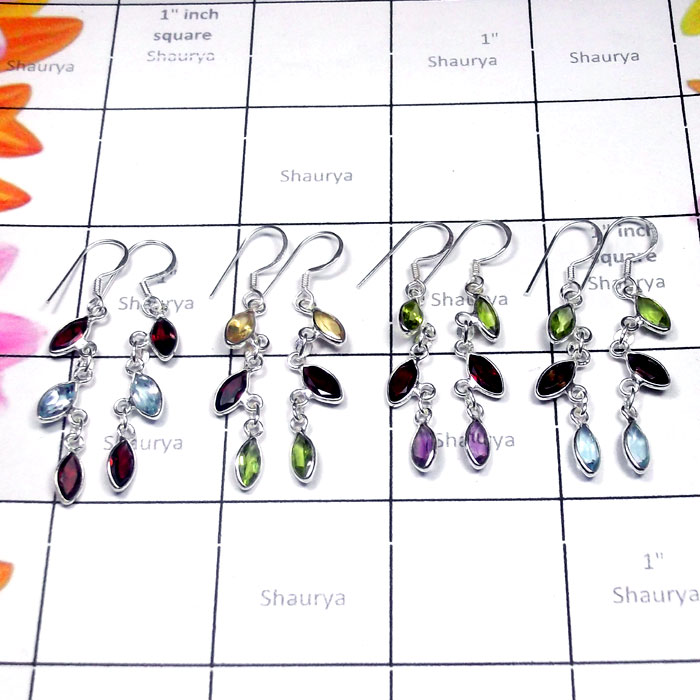 4 Pcs. Multi Cut Gmestone A - SBP995-Stylish Bejal Earring with Exclusive Silver Gemstone