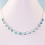 18 inch Beautiful Larimar Cab Corundum J - SCN983- Cab Solid 925 Sterling Silver Bezel Chain Necklace