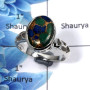 Mohave Copper Azurite Cab D - SCR768 - Solid 925 Sterling Silver Natural Mohave Copper Azurite Gemstone Casting Ring