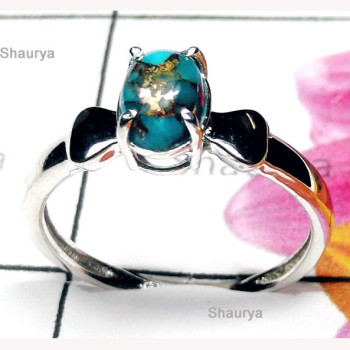 Blue Copper Turquoise B - SCR998-Small Size Pretty Rings with Multi Gemstone