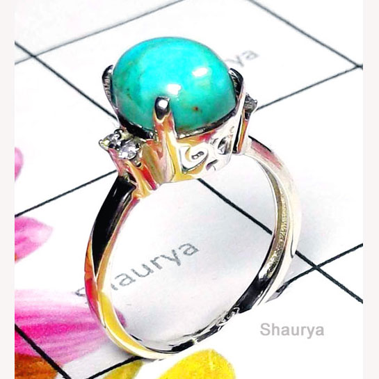 Blue Turquoise E - SCR999-Fantastic Rings with Multi Gemstone