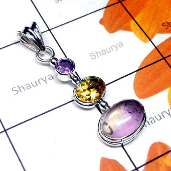 Ametrine D - SD971-Exclusive Silver Precious Gemstone Fantastic Pendant
