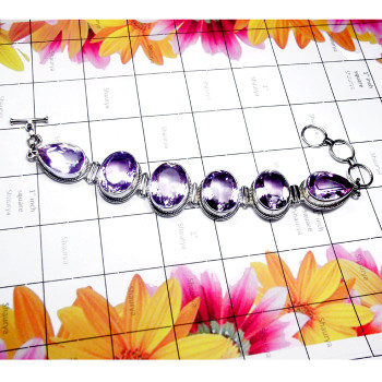 Amethyst B - SDB995-925 Sterling Silver Fabulous Design Bracelet