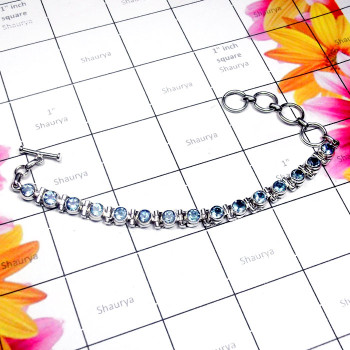 Blue Topaz B - SDB997-Elegant Design Semiprecious Gemstone Bracelet