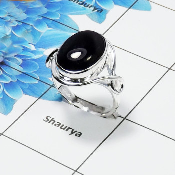 Black Onyx Gemstone Designer Ring SDR443-B- 925 Sterling Silver With Black Onyx Gemstone Wholesale Rings