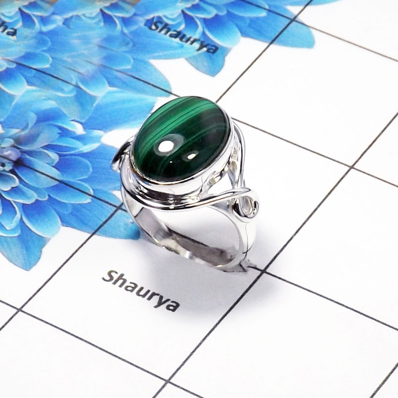 Malachite Gemstone Designer Ring SDR443-F- 925 Sterling Silver With Malachite Gemstone Wholesale Rings