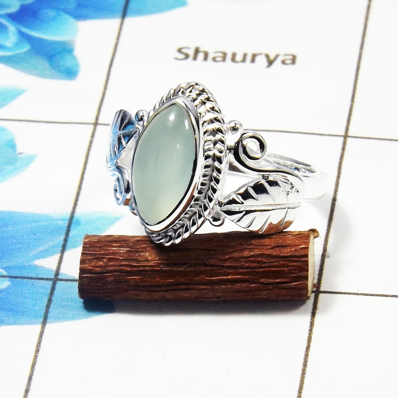 Aqua Chalcedony Gemstone Designer Ring SDR444-D- 925 Sterling Silver With Aqua Chalcedony Gemstone Wholesale Rings