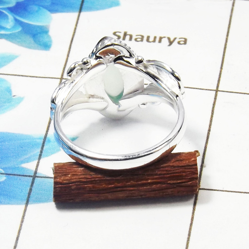 Aqua Chalcedony Gemstone Designer Ring SDR444-D- 925 Sterling Silver With Aqua Chalcedony Gemstone Wholesale Rings