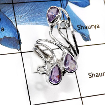 Amethyst Cut-A SDR507-Beautiful Cut Gemstone Handmade Wholesale Ring 925 Sterling Silver