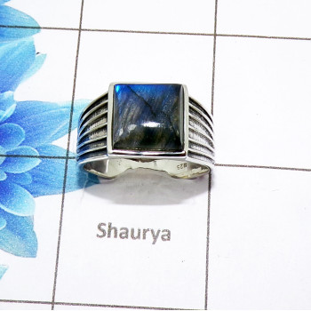 Labradorite Cab - E - SMR997 - Exclusive Natural Labradorite Gemstone 925 Sterling Silver Casting Mens Ring