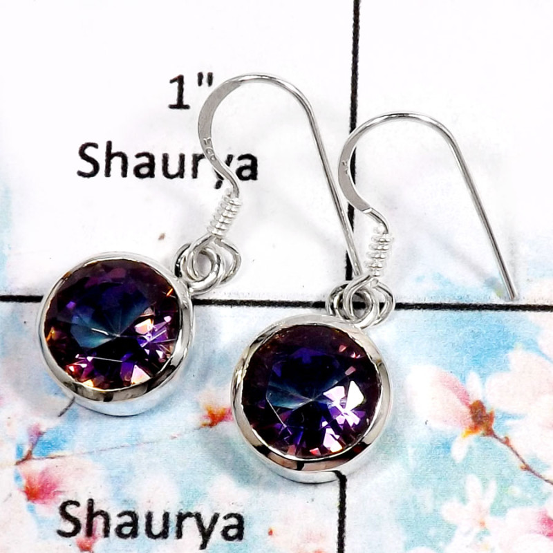 Mystic Quartz-I SPE763-Dazzling Multi Color Cut Dangle Earrings 925 Sterling Silver