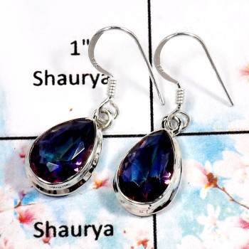 Mystic Quartz-J SPE763-Natural Cut Gemstone Colorful Wholesale Earrings 925 Sterling Silver