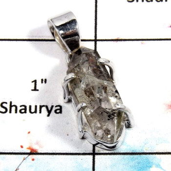 Herkimer Diamond - C SPS882 - Natural Herkimer Diamond Rough Stone 925 Silver Prong Setting Pendant
