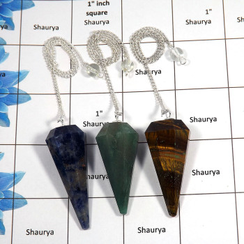 3 Pcs Lapis, Green Aventurine & Tiger Eye - C SPU994 - Newly Handmade Design Brass Silver Plated 3 Pcs Pendulum Lots