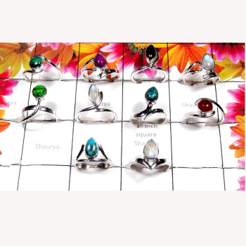 10 Pcs. Multi Cab Gemstone B - SVP999-Cab Multi Gemstone Pretty Rings Lot