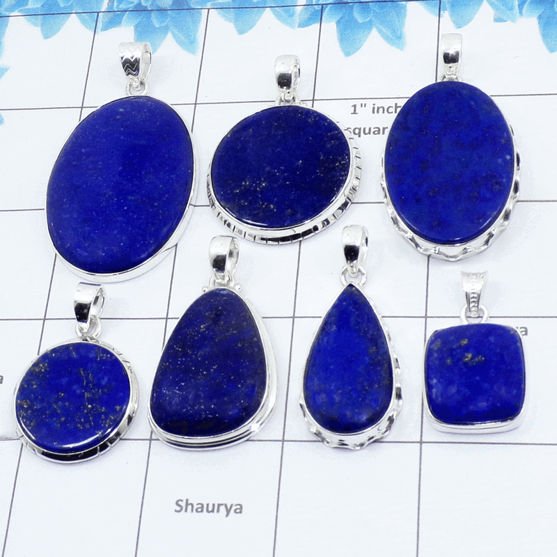 100 Grams Lapis Lazuli Pendants G - WBP100LP - Assorted 925 Silver Pendants