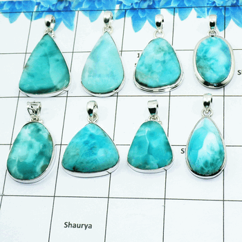 100 Grams Larimar Pendants E - WBP100CHR - Assorted 925 Silver Pendants