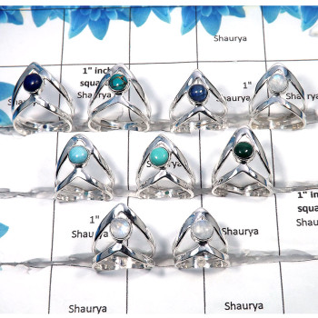Multi Cab Stone - B - Solid 925 Silver 100 Gms 4 to 9 Natural Multi Cab Gemstone Assorted Ring Approx. 25 To 30 Pcs WSLR960