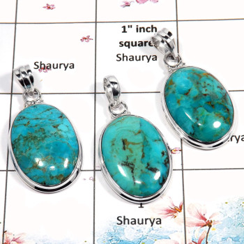 Blue Turquoise Cab - B WSP987 - Solid 925 Sterling Silver 3 Pcs Combo Pack Wholesale Handmade Pendant