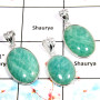 Amazonite - C WSP995 - Solid 925 Sterling Silver Bezel Set 3Pcs Combo Value Pack Pendant Lot