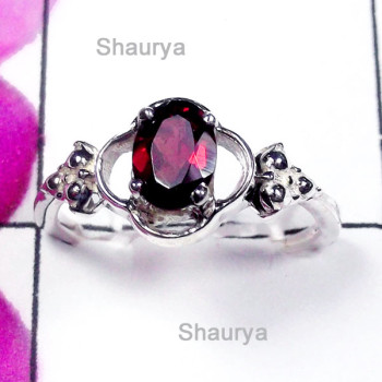 Garnet Cut O - SCR971-Direct Factory 925 Small Size Exclusive Casting Ring