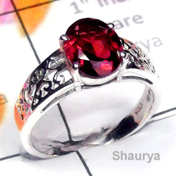 Garnet A - SCR951-925 Sterling Silver Semiprecious Gemstone Casting Ring