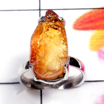 Citrine Rough O - SPR994-Citrine Rough Gemstone 925 Manufacturer Ring