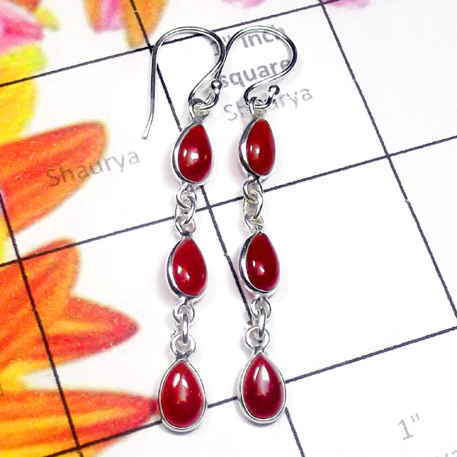 Red Onyx C - SBP970-Exclusive Silver Handmade Bejal Earring
