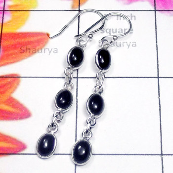 Black Onyx C - SBP968-Semiprecious Gemstone 925 Sterling Silver Bejal Earring