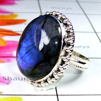 Labradorite B - SDR948-Cabochon gems sterling silver Ring wholesale